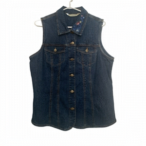 Vintage Y2K Penmans embroidered denim vest floral western boho layering piece